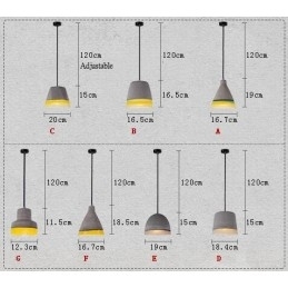 Lampă suspendată vintage din beton cu 1 lumină