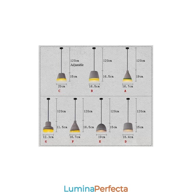 Lampă suspendată vintage din beton cu 1 lumină