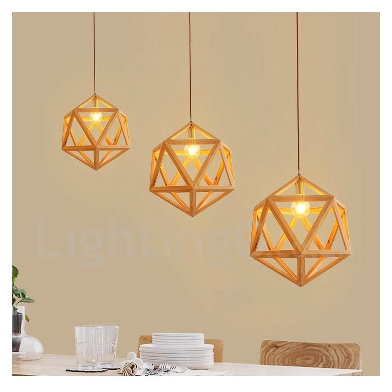 Lampă suspendată modernă contemporană din lemn cu 1 lumină