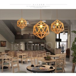 Lampă suspendată modernă contemporană din lemn cu 1 lumină
