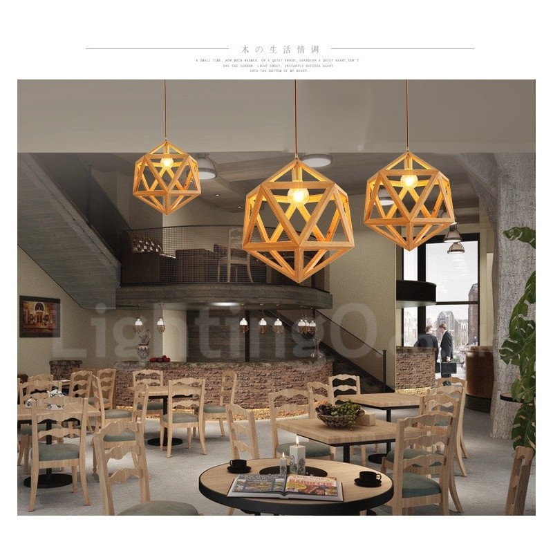 Lampă suspendată modernă contemporană din lemn cu 1 lumină
