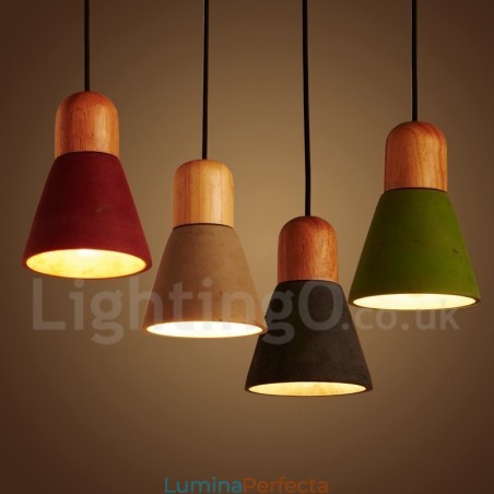 Lampă suspendată modernă contemporană din lemn, în mai multe culori