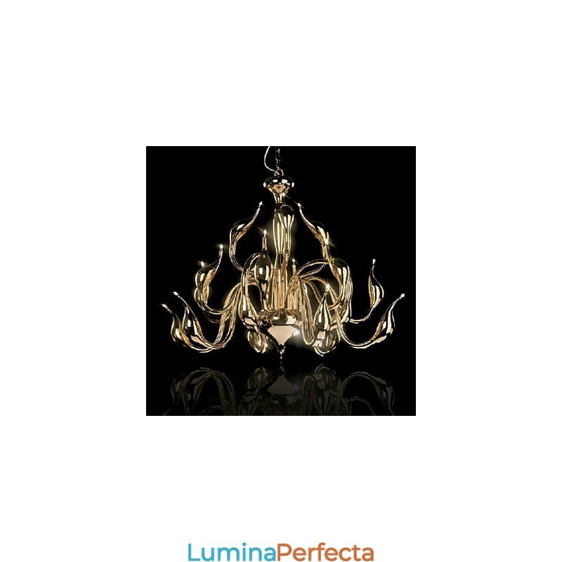 Candelabru modern 18 lumini G4 placat cu aur