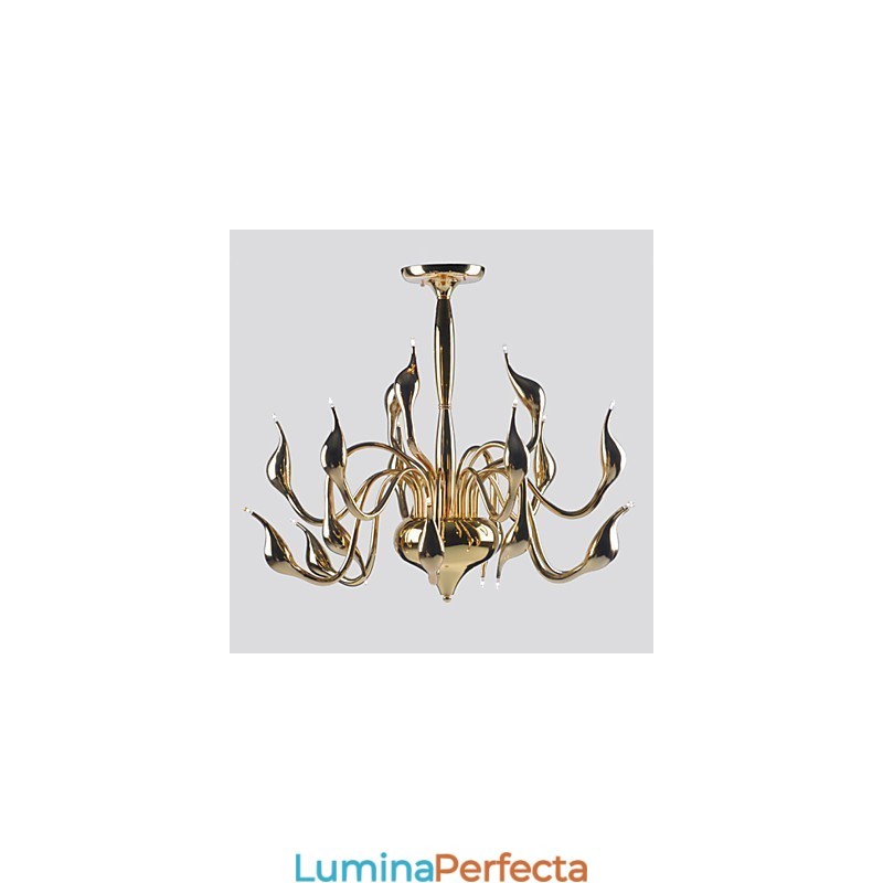 Candelabru modern 18 lumini G4 placat cu aur