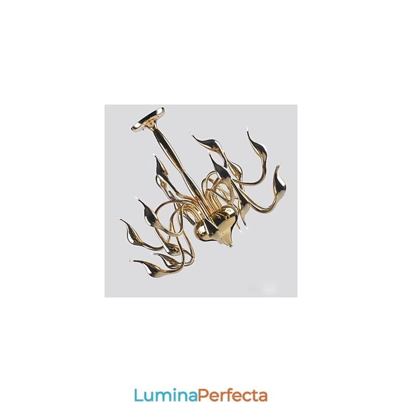 Candelabru modern 18 lumini G4 placat cu aur