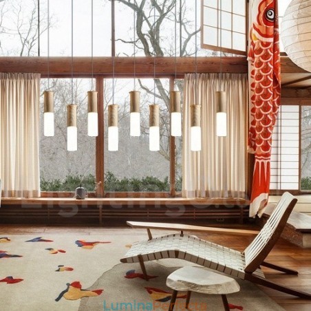 Lampă suspendată din lemn modernă și contemporană cu 9 lumini Lampă suspendată din lemn modernă și contemporană cu 9 lumini