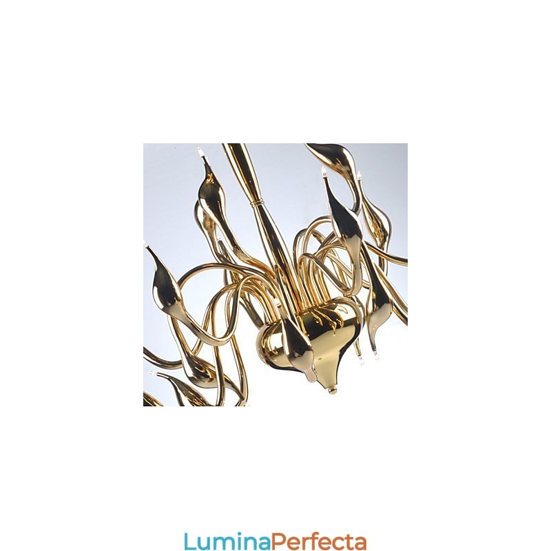 Candelabru modern 18 lumini G4 placat cu aur
