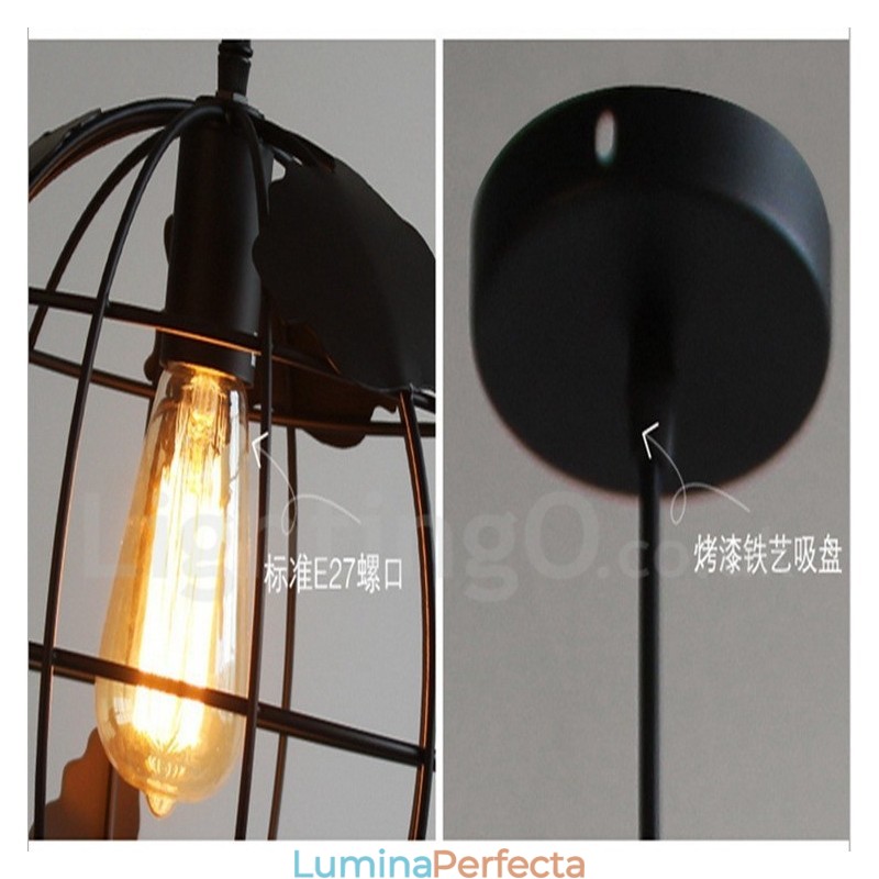Lampă suspendată din metal Country Vintage Globe