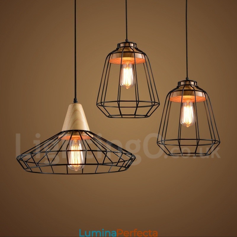 Lampă suspendată Country Metal Lemn