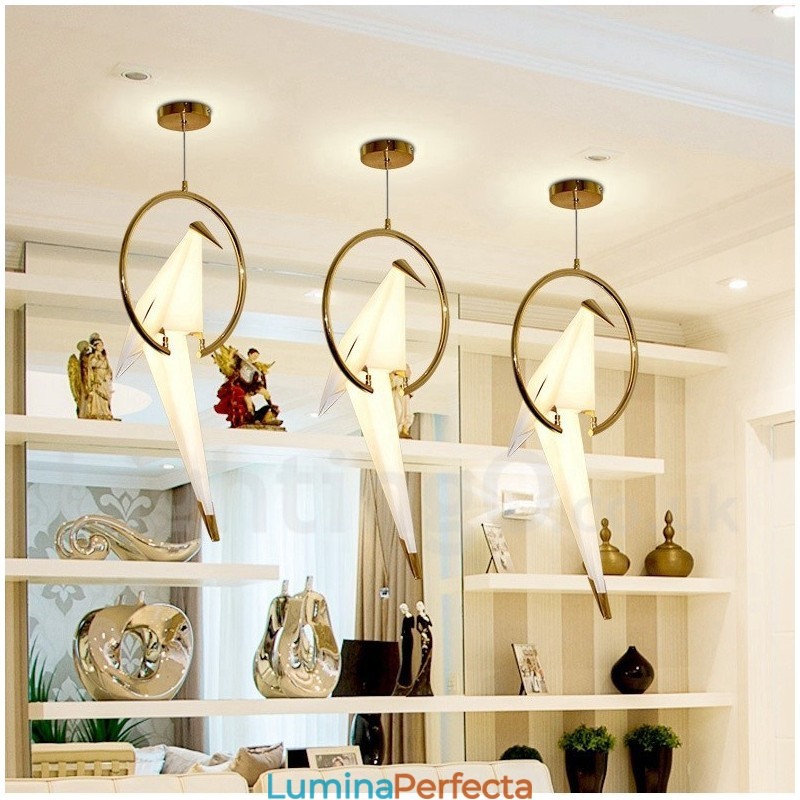 Lampă suspendată modernă contemporană cu macara de hârtie cu 1 lumină