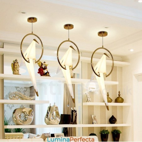 Lampă suspendată modernă contemporană cu macara de hârtie cu 1 lumină