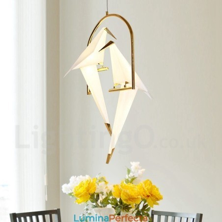 Lampă suspendată modernă și contemporană cu 2 lumini Crane din hârtie Lampă suspendată modernă și contemporană cu 2 lumini Crane din hârtie