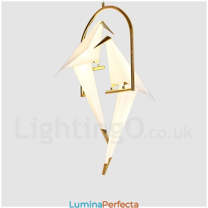Lampă suspendată modernă și contemporană cu 2 lumini Crane din hârtie