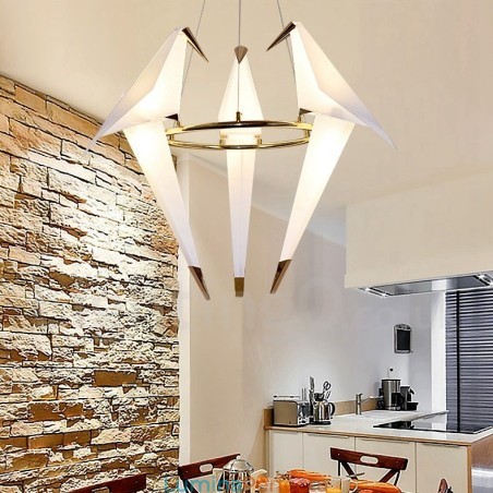 Lampă suspendată modernă și contemporană cu 3 lumini Macara din hârtie Lampă suspendată modernă și contemporană cu 3 lumini Macara din hârtie