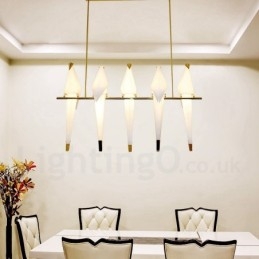 Lampă suspendată cu 5 lumini, macara de hârtie modernă și contemporană