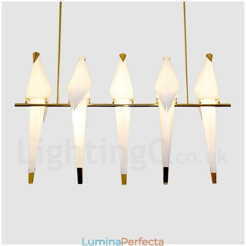 Lampă suspendată cu 5 lumini, macara de hârtie modernă și contemporană
