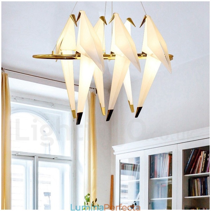 Lampă suspendată modernă și contemporană cu 6 lumini Macara din hârtie