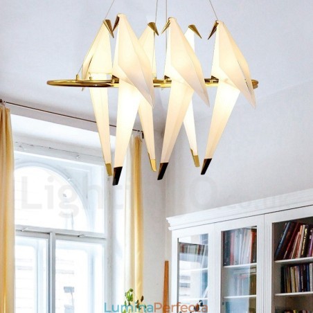 Lampă suspendată modernă și contemporană cu 6 lumini Macara din hârtie Lampă suspendată modernă și contemporană cu 6 lumini Macara din hârtie