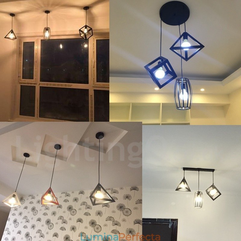 Lampă suspendată modernă, contemporană, multicoloră, metal cu 1 lumină