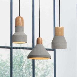 Lampă suspendată modernă contemporană din lemn de beton cu o singură lumină