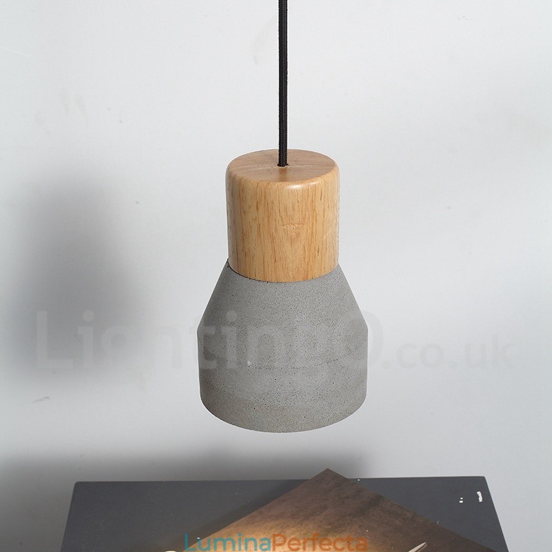 Lampă suspendată modernă contemporană din lemn de beton cu o singură lumină