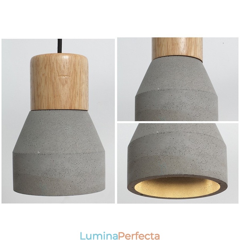 Lampă suspendată modernă contemporană din lemn de beton cu o singură lumină