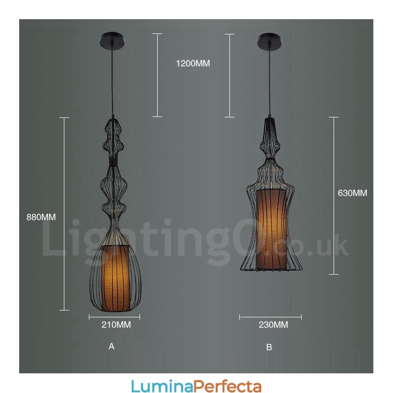 Lampă suspendată în formă de vază metal vintage
