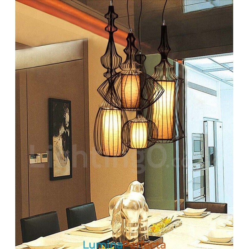 Lampă suspendată în formă de vază metal vintage