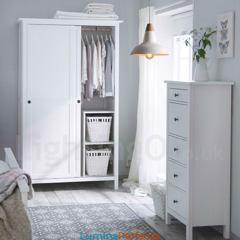 Lampă suspendată modernă, contemporană, din lemn de beton, cu 1 lumină