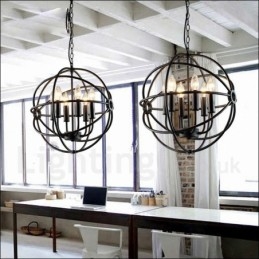 Lampă suspendată vintage Globe din metal cu 6 lumini