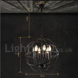 Lampă suspendată vintage Globe din metal cu 6 lumini