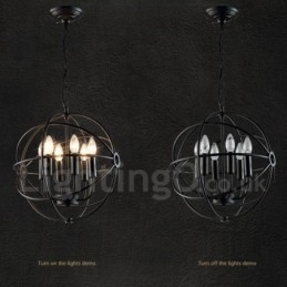 Lampă suspendată vintage Globe din metal cu 6 lumini