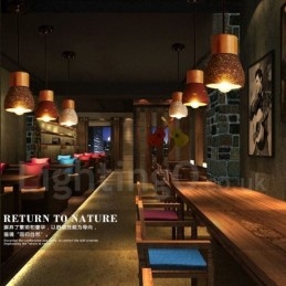 Lampă suspendată modernă, contemporană, din lemn de beton, cu 1 lumină