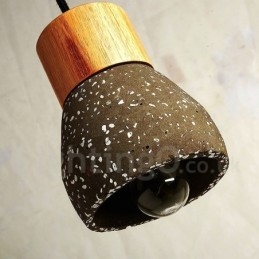 Lampă suspendată modernă, contemporană, din lemn de beton, cu 1 lumină