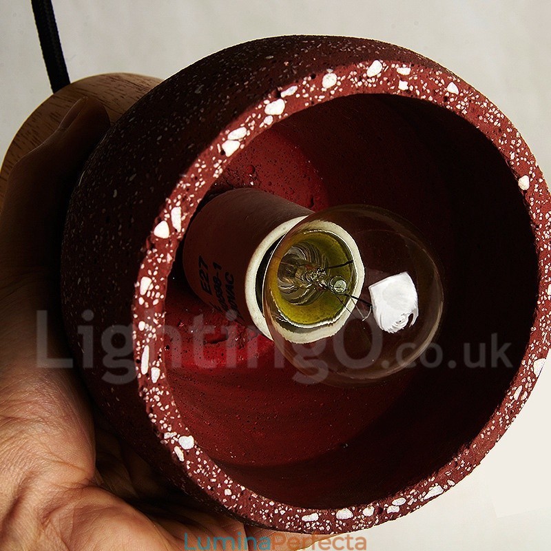 Lampă suspendată modernă, contemporană, din lemn de beton, cu 1 lumină