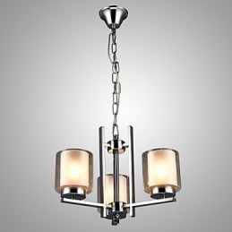 Candelabru galvanizat din fier cu abajur din sticlă Lampă clasică cu 3 capete