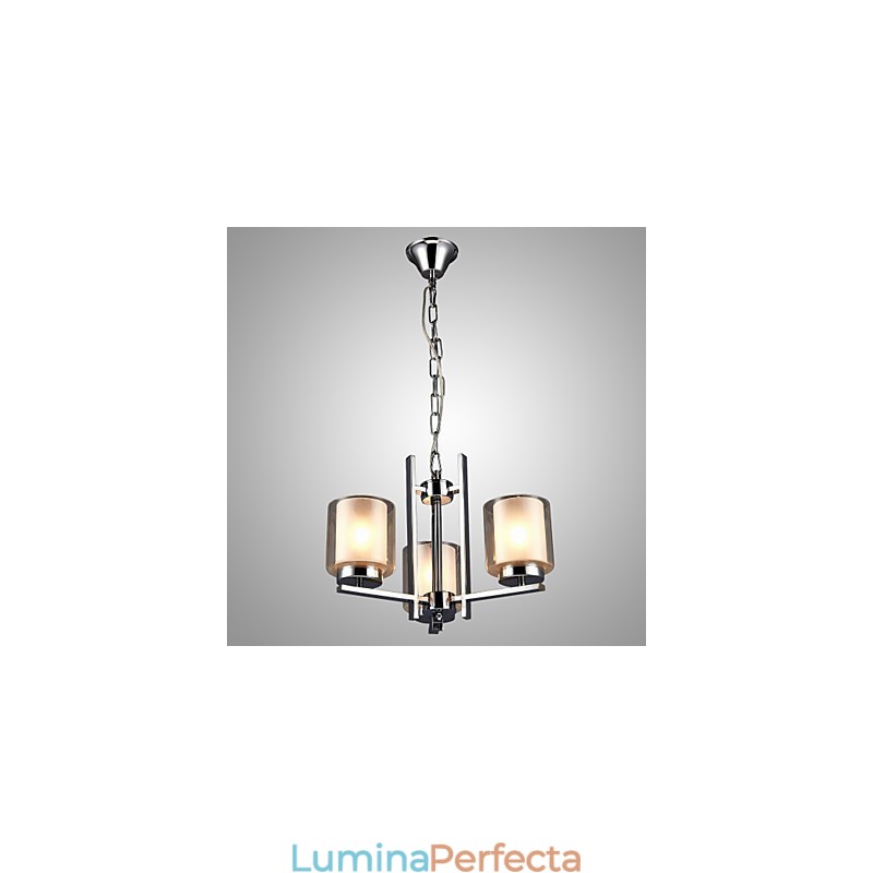 Candelabru galvanizat din fier cu abajur din sticlă Lampă clasică cu 3 capete