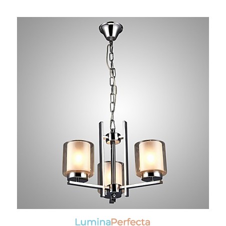 Candelabru galvanizat din fier cu abajur din sticlă Lampă clasică cu 3 capete Candelabru galvanizat din fier cu abajur din sticlă Lampă clasică cu 3 capete