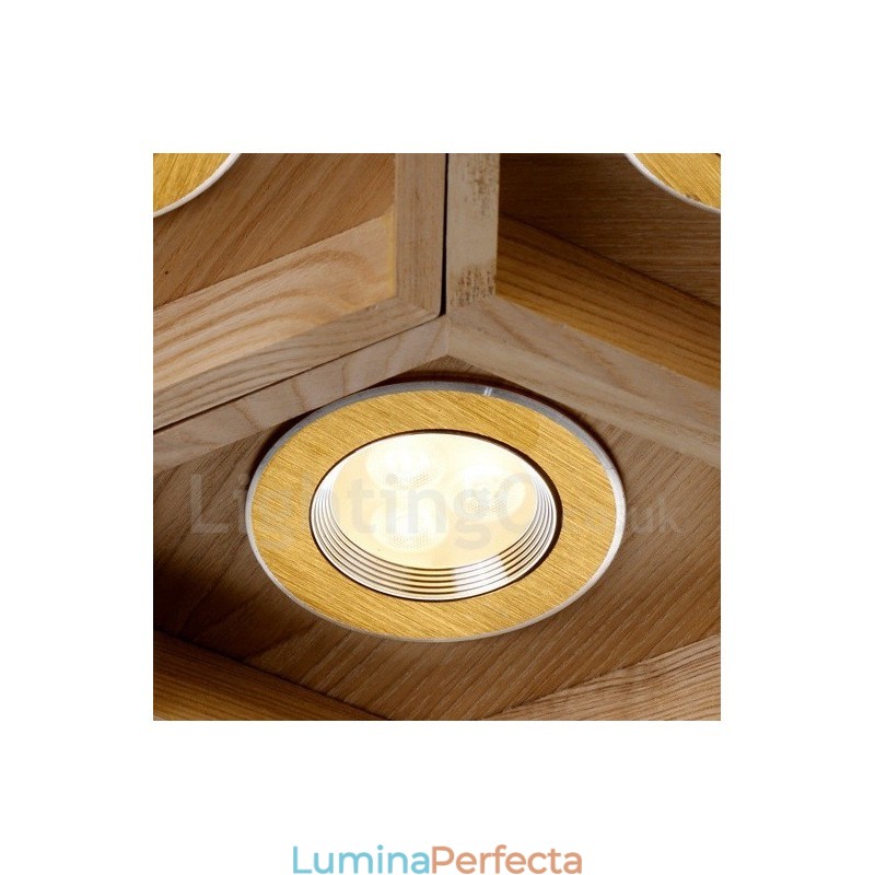 Lampă suspendată modernă contemporană din lemn cu 5 lumină