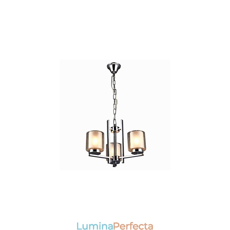 Candelabru galvanizat din fier cu abajur din sticlă Lampă clasică cu 3 capete