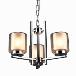 Candelabru galvanizat din fier cu abajur din sticlă Lampă clasică cu 3 capete