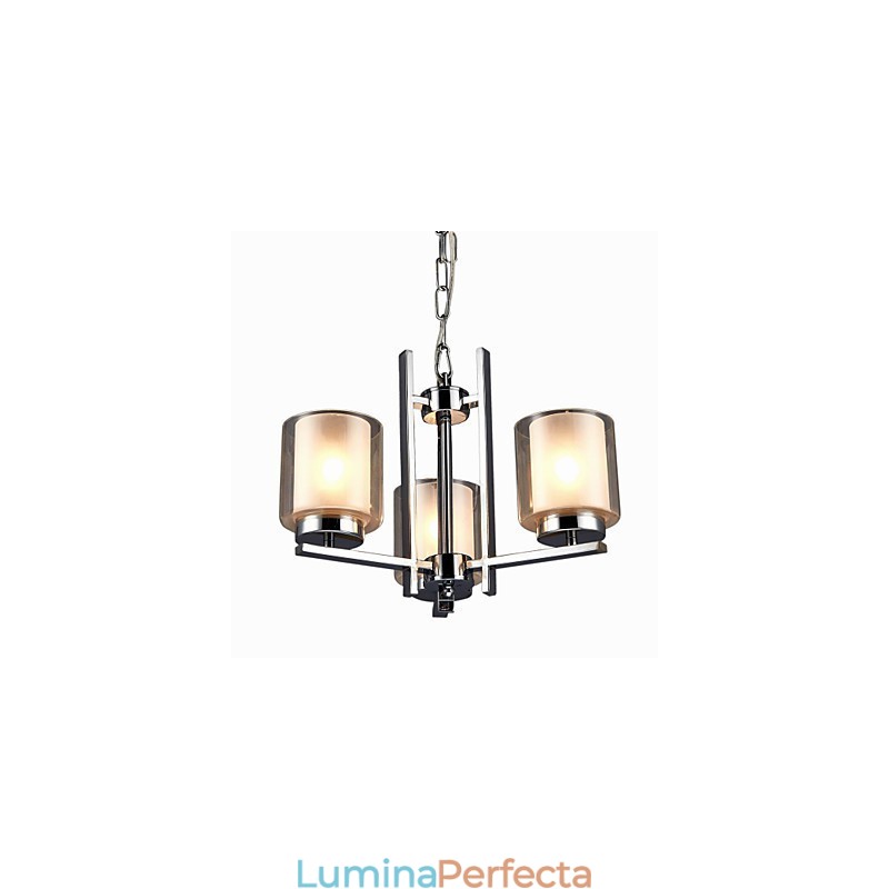 Candelabru galvanizat din fier cu abajur din sticlă Lampă clasică cu 3 capete