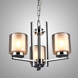 Candelabru galvanizat din fier cu abajur din sticlă Lampă clasică cu 3 capete