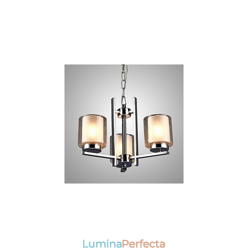 Candelabru galvanizat din fier cu abajur din sticlă Lampă clasică cu 3 capete