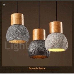 Lampă suspendată retro vintage din lemn de beton