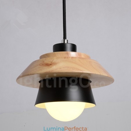 Lampă suspendată metal, lemn, 1 lumină Lampă suspendată metal, lemn, 1 lumină