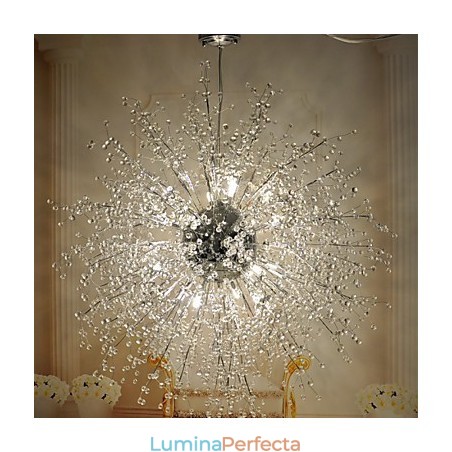 Glob lanternă modernă, cristal, metal cromat