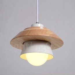 Lampă suspendată metal, lemn, 1 lumină