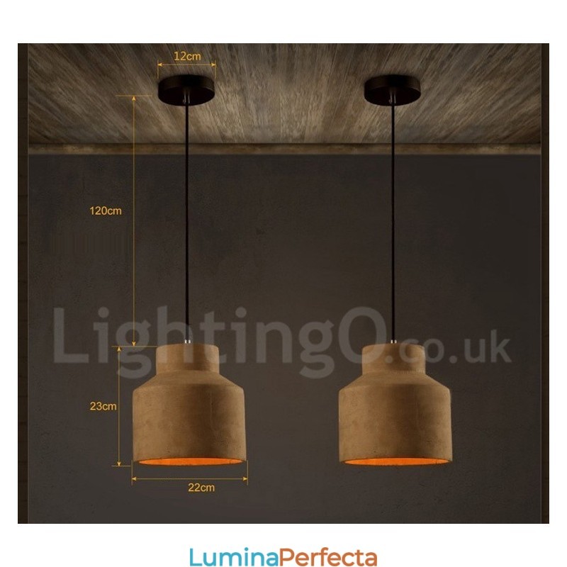 Lampă suspendată modernă contemporană din beton cu o singură lumină