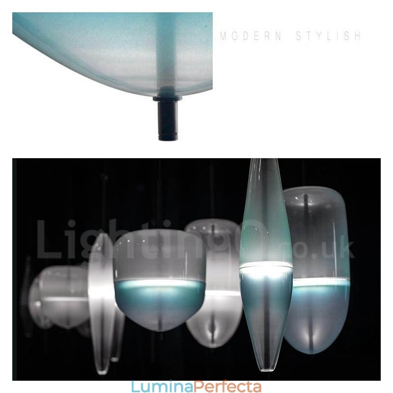 Lampă suspendată modernă și contemporană de culoare degradată cu abajur din sticlă
